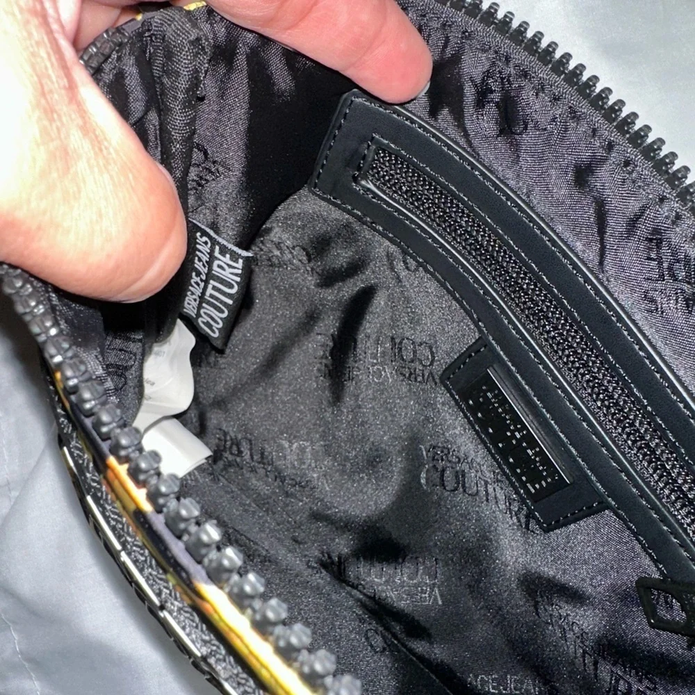 Versace Jeans Collection Black and Gold Wallet with Baroque Design NWOT
